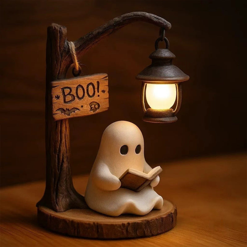 🔮Halloween Ghost Reading Lamp | Spooky & Cozy Tabletop Decor Figurine with Lantern Night Light