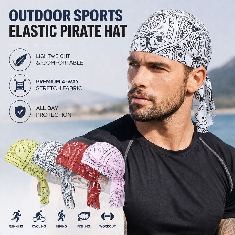 1+1 FREE OFFER! 🎁 Own the road, forget the sweat. 🚴‍♂️💨 Stretch pirate hat for outdoor sports