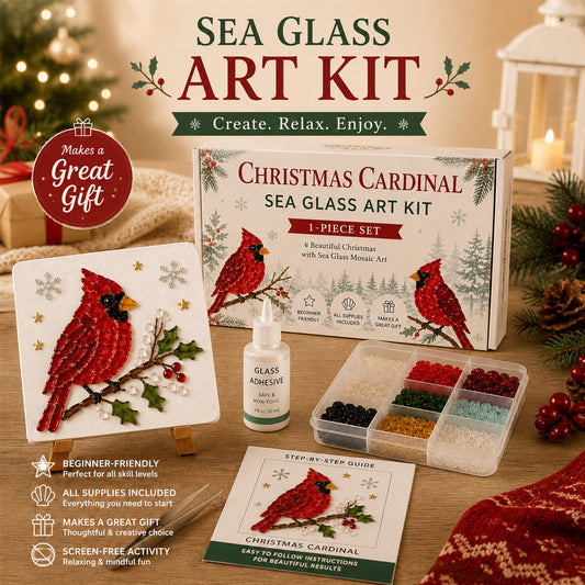 🎄DIY Winter Sea Glass Art Craft Kit – Festive Holiday Designs! ✨