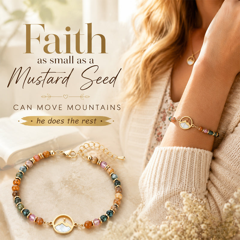 🌿✨ Adjustable Mustard Seed Bracelet — small in size, big in meaning. Wear your faith