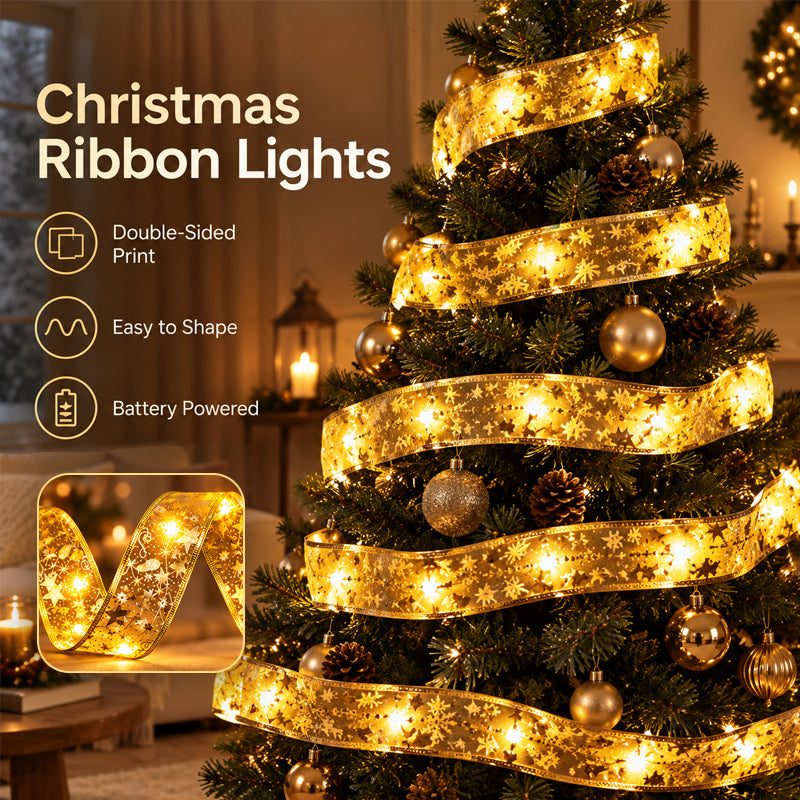 🎄 Christmas LED Ribbon Lights – A Warm Festive Glow for Your Tree