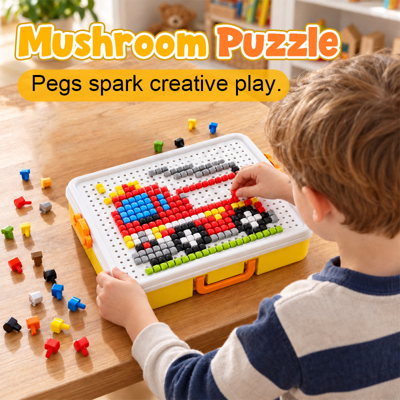 🧩 Colourful Mushroom Peg Puzzle – Screen-Free Creative Play for Little Hands