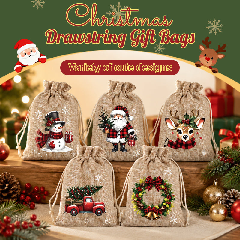 🎄pull, tie, and make every little gift feel more festive-Christmas Drawstring Gift Bags🎁