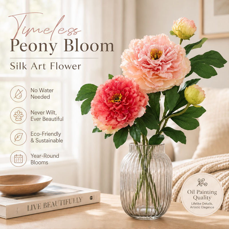 🌸 Artificial Peony Flowers Foil Edges - High-Quality Home Decor