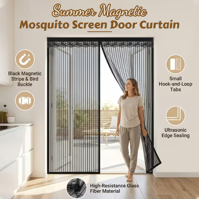 🦟 Keep pests out—installs in 2 minutes! The magnetic mesh door curtain! 🚪 Walk right in—it closes automatically! ✨