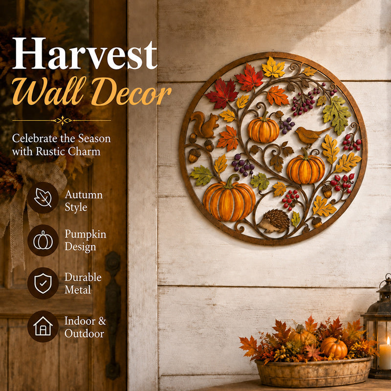 🍂🎃 Autumn Pumpkin & Animal Metal Sign — hang it up, and autumn arrives at your door