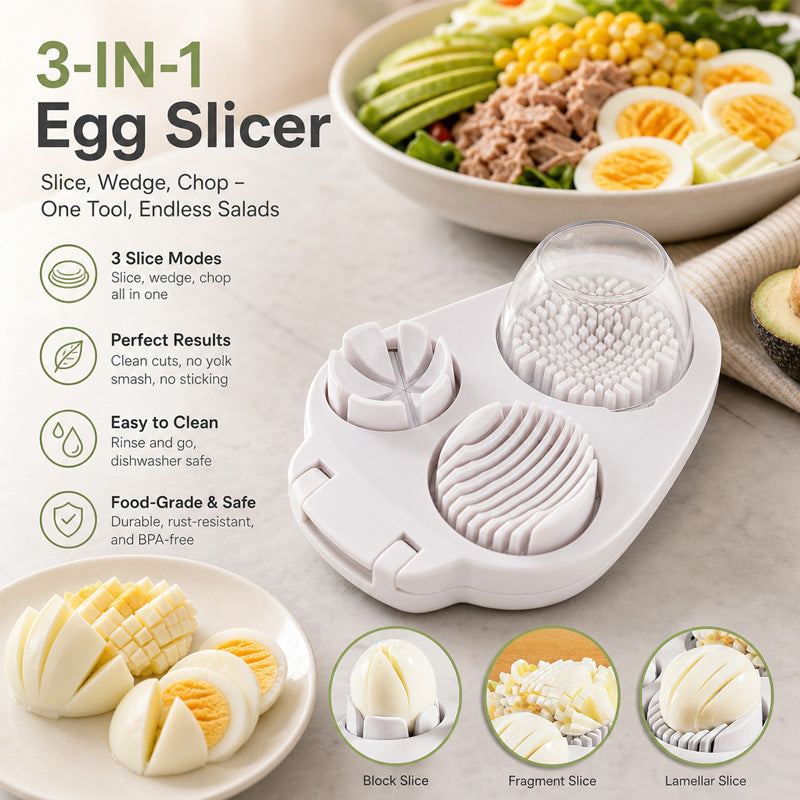 🥚3-in-1 Multifunctional Egg Slicer & Dicer - Perfect for Salads & Garnishes 🔪