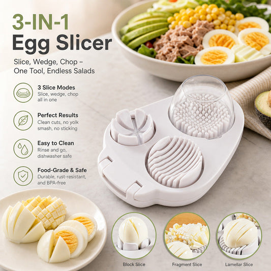 🥚3-in-1 Multifunctional Egg Slicer & Dicer - Perfect for Salads & Garnishes 🔪