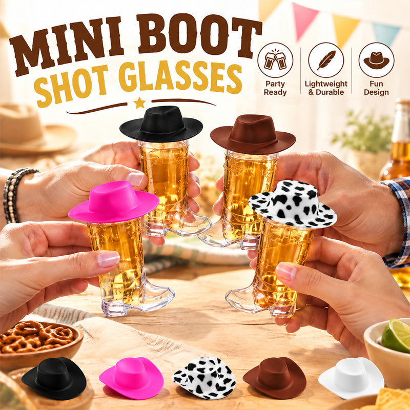 🤠 Cowboy Boot-Shaped Plastic Shot Glasses – Saddle Up Your Next Party