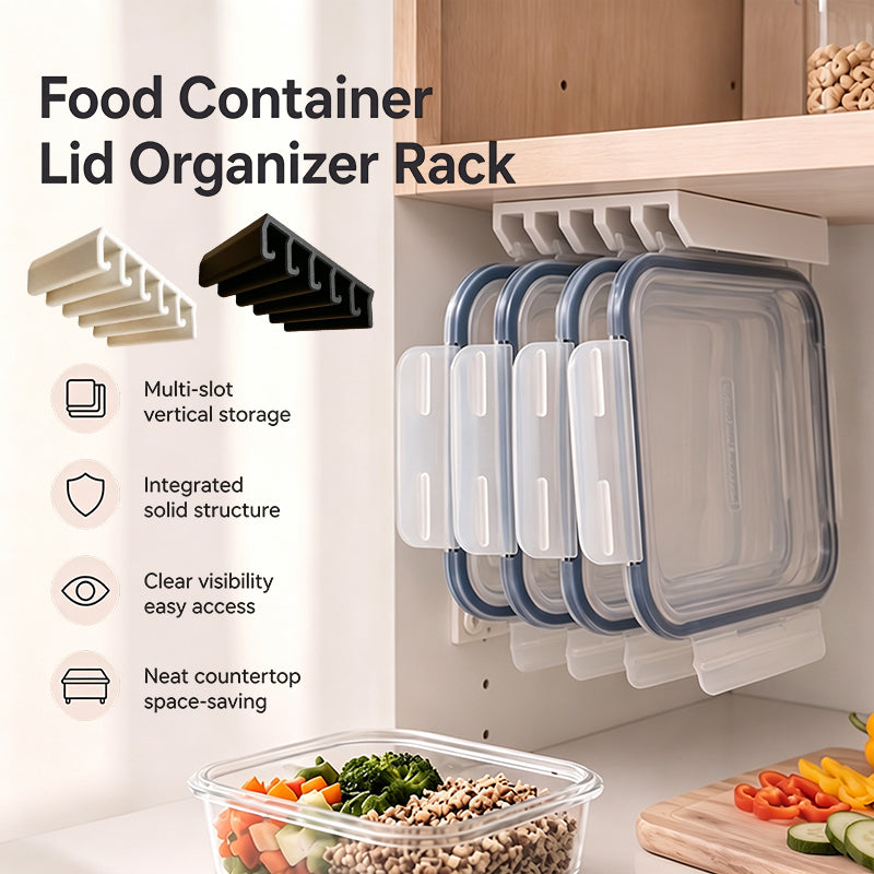 🧺📚 Food Container Lid Organiser Rack — stand them up, see them all