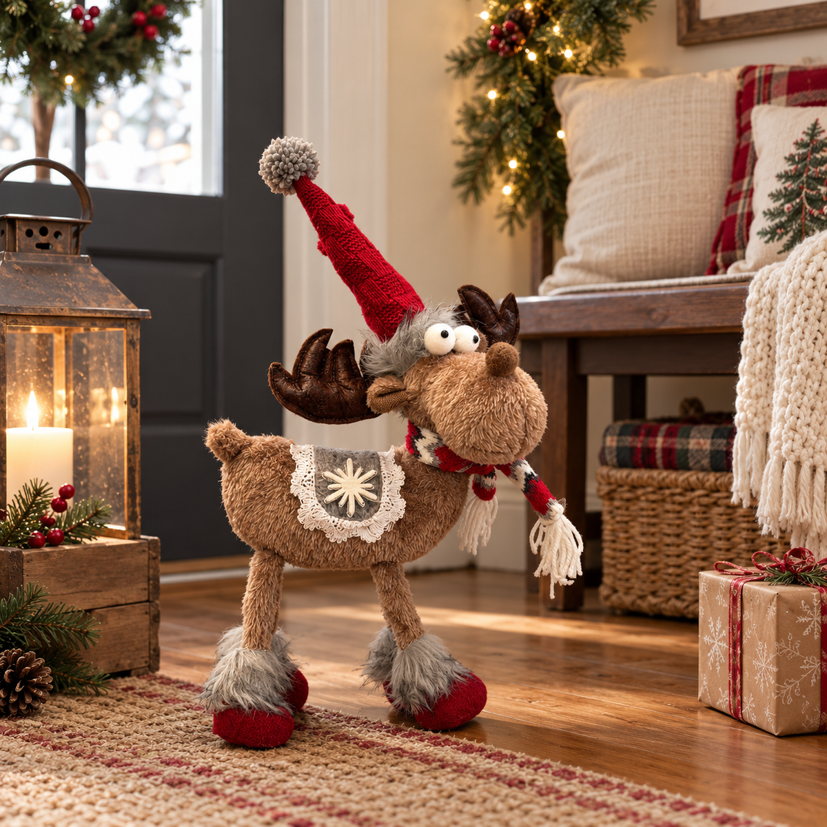 🦌🎄 Christmas Moose Figurines--a whimsical pair for cosy holiday décor