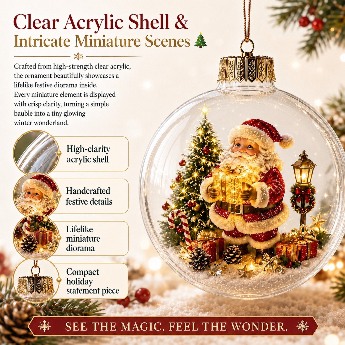 🎄 Illuminated Christmas Diorama Bauble — Instant Warm Glow & Festive Magic! ✨🕯️