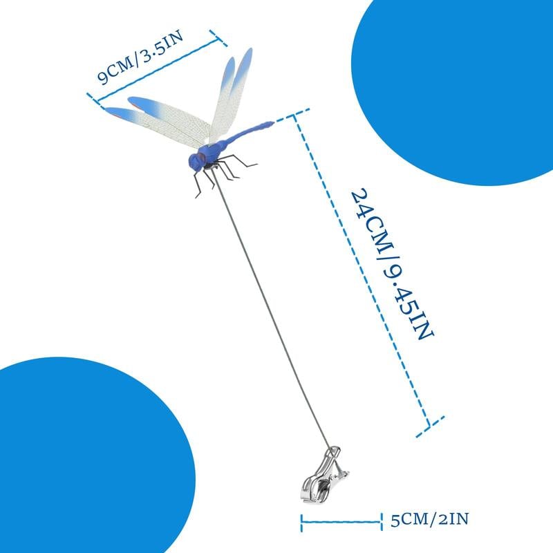 🦟 Realistic dragonfly that scares away pests – clips onto any rod or pole! 🌿