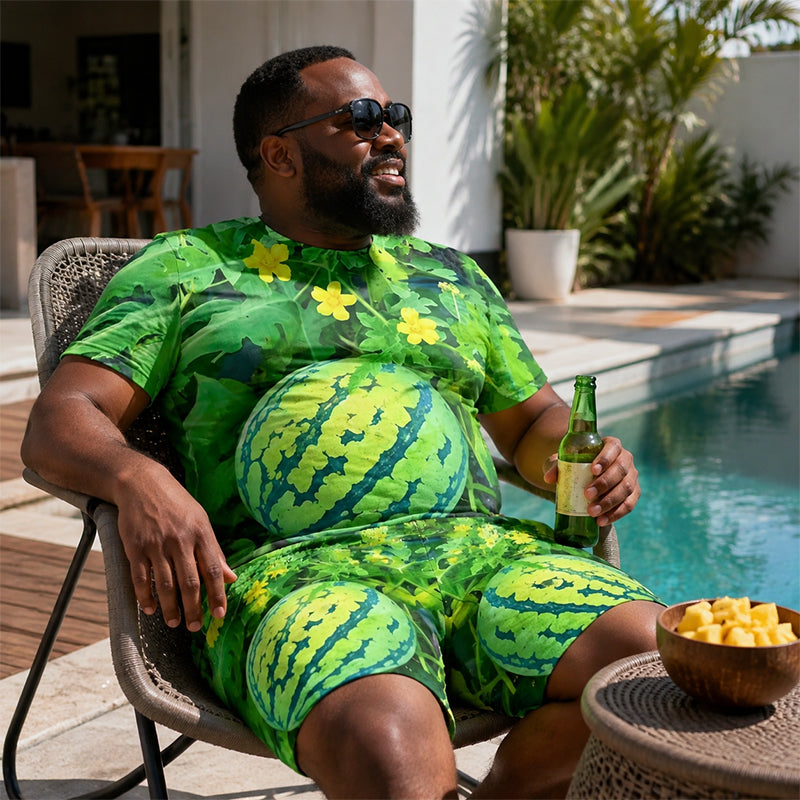 🍉🌿 Bold, Juicy & Full of Personality — Watermelon Print T-Shirt Set