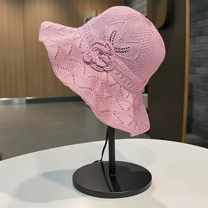 ✨A combination of style and breathability--🌸Floral pattern perforated bucket hat