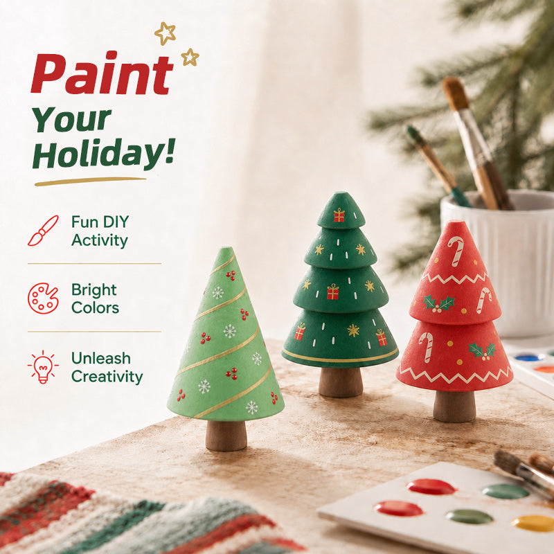 🎄🎨 DIY Wooden Christmas Tree Set — Color Your Christmas Your Way