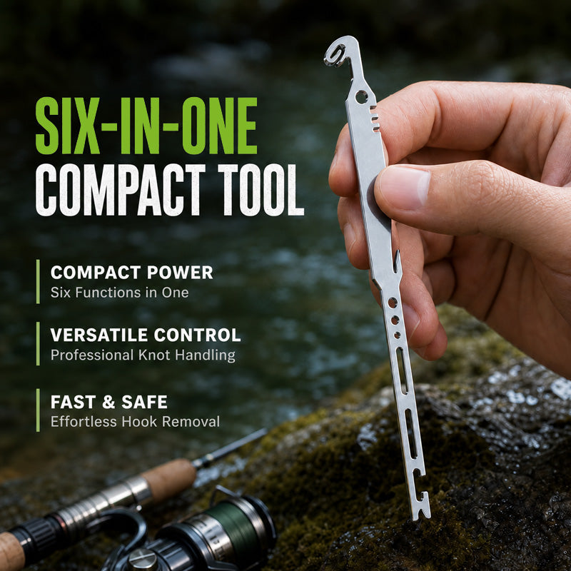 🎣Multi-functional 6-in-1 Fishing Knotter & Hook Remover Tool