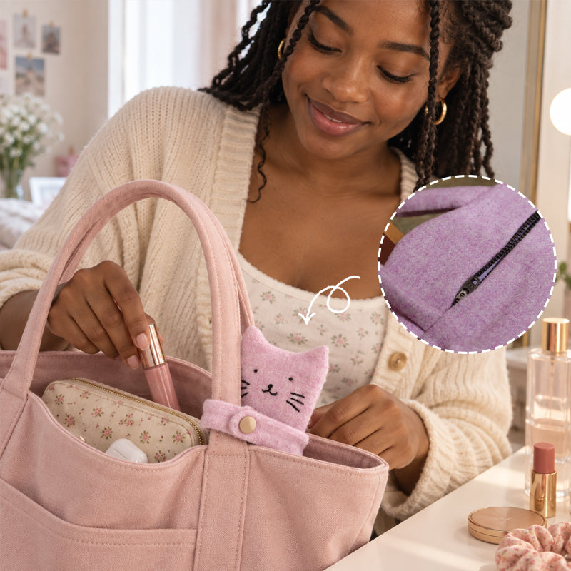 🧸🐱 Cute Bear & Cat Zipper Bag Charm--a playful way to keep small essentials organised