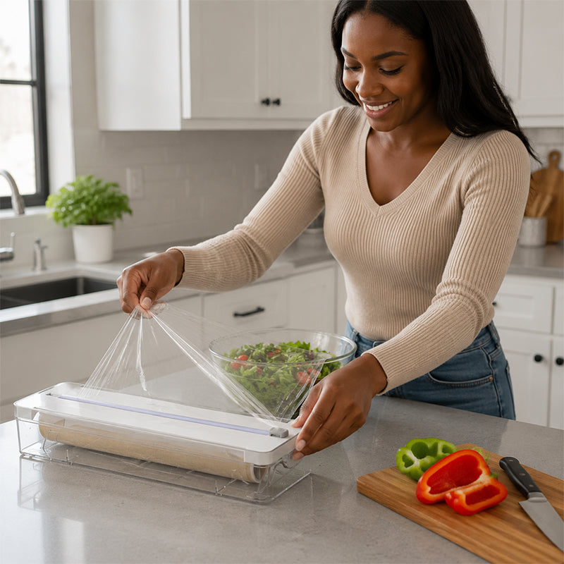 🍳 2-in-1 Kitchen Foil & Cling Film Dispenser with Sliding Cutter! ✂️