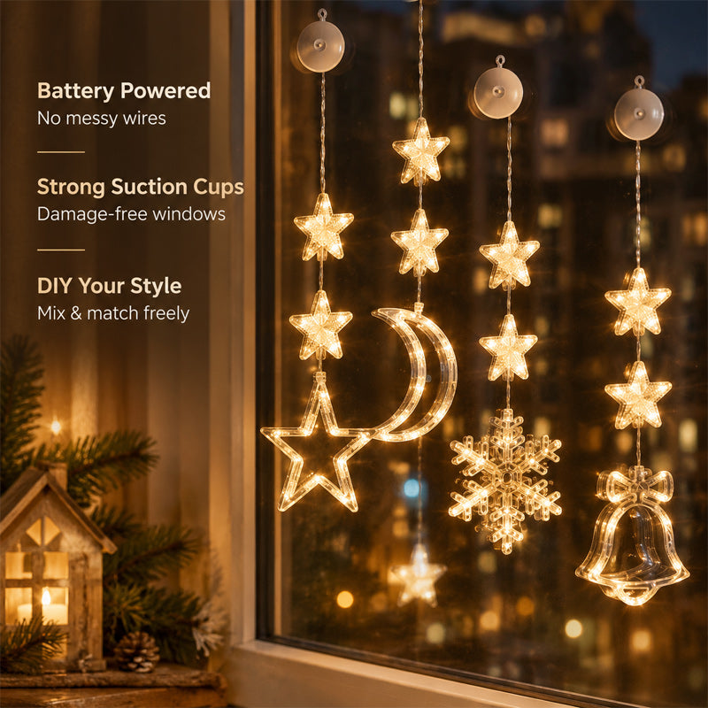 ✨❄️Christmas LED Suction Cup Window Lights – Cordless & Damage-Free Holiday Glow