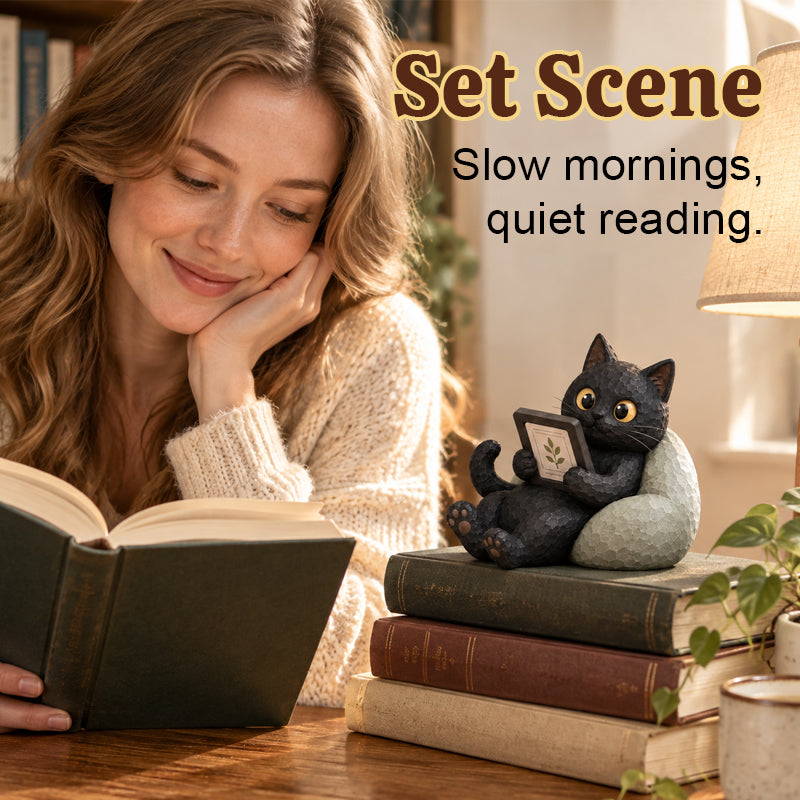 🐱📚Reading Cat Figurine – Always Time for One More Chapter