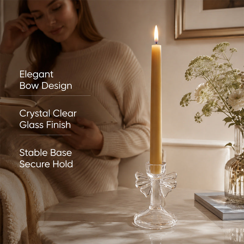🕯️🎀 Crystal Bow Candle Holder — Romantic Table Deco