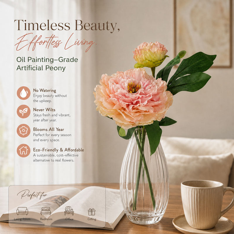 🌸 Artificial Peony Flowers Foil Edges - High-Quality Home Decor