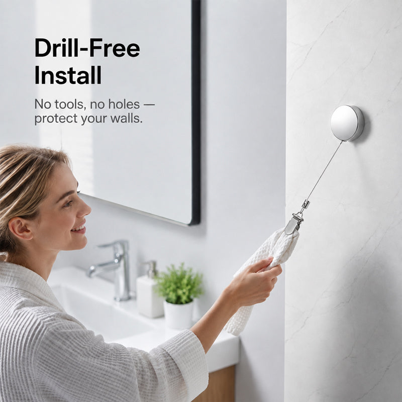 🛁 Retractable Adhesive Towel Clip — Keep Your Towels Handy & Off the Floor! ✨🧻