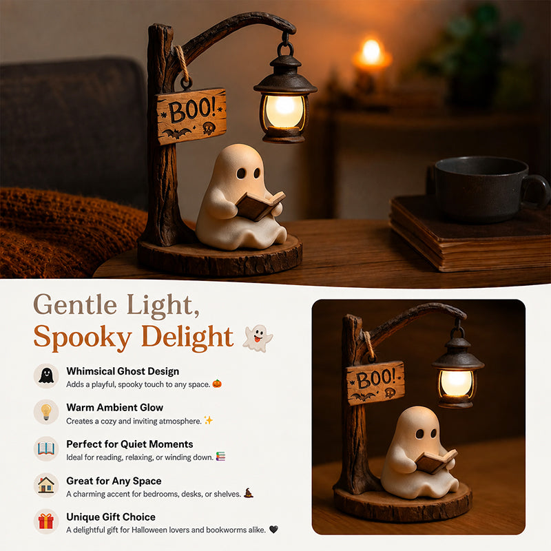 🔮Halloween Ghost Reading Lamp | Spooky & Cozy Tabletop Decor Figurine with Lantern Night Light