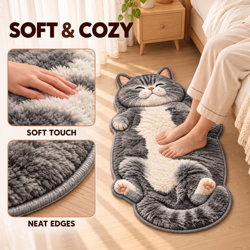 🐱 Cat-Shaped Absorbent Floor Mat – A Sleepy Cat Welcome for Your Doorway or Bedside