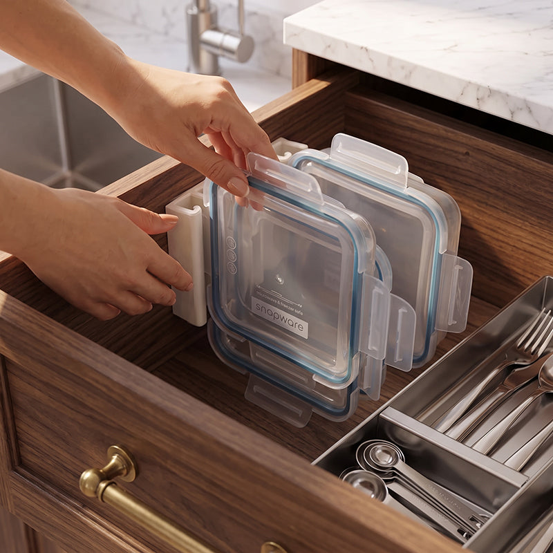 🧺📚 Food Container Lid Organiser Rack — stand them up, see them all