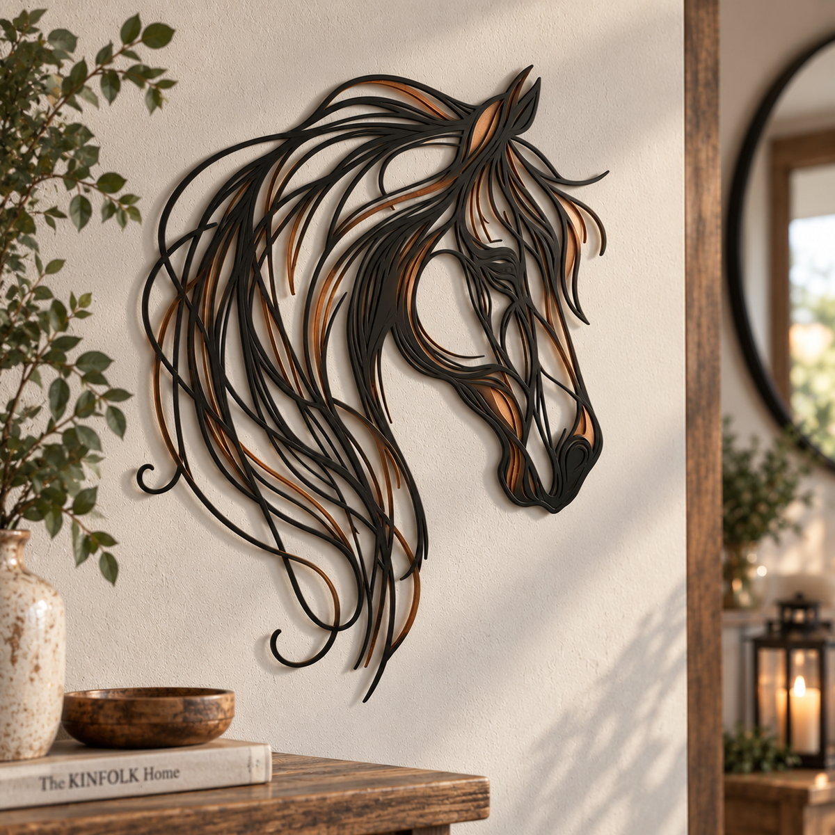 🐎Openwork metal wall art featuring a horse’s head-– Elegant Equestrian Grace for Your Wall