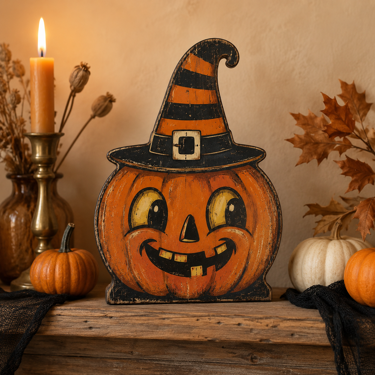 🎃 Vintage Wooden Halloween Figurines — Add Retro Nostalgic Charm to Your Tabletop! 🍂