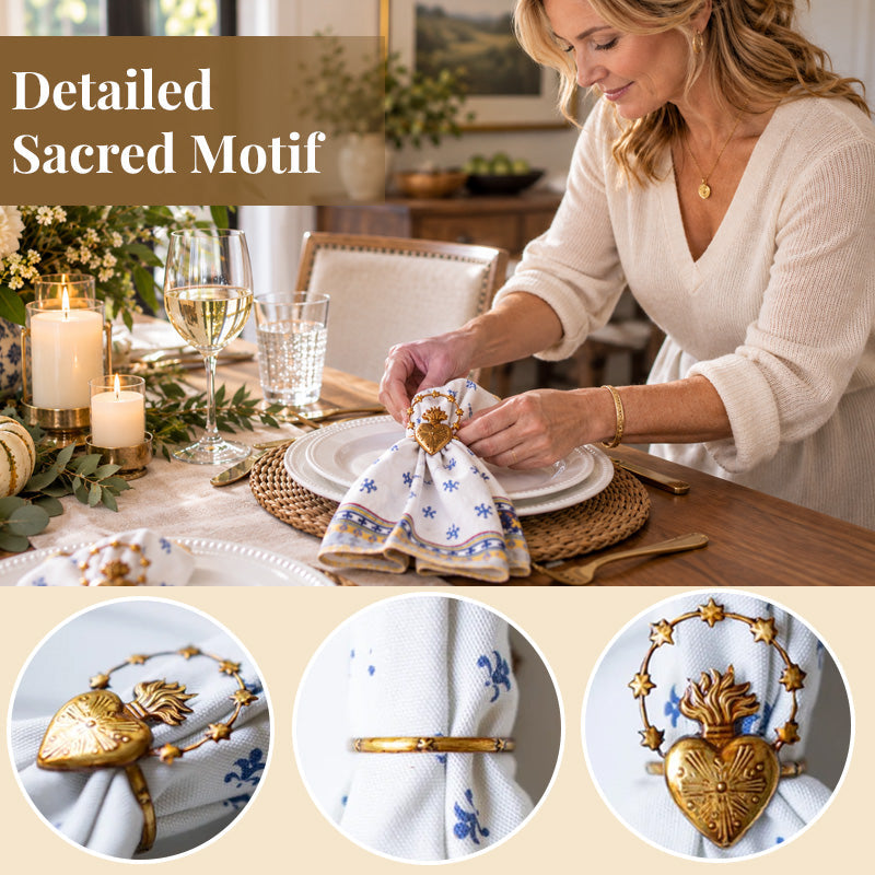 ✝️🕊️ Sacred Heart Religious Napkin Ring--a reverent finishing touch for every place setting