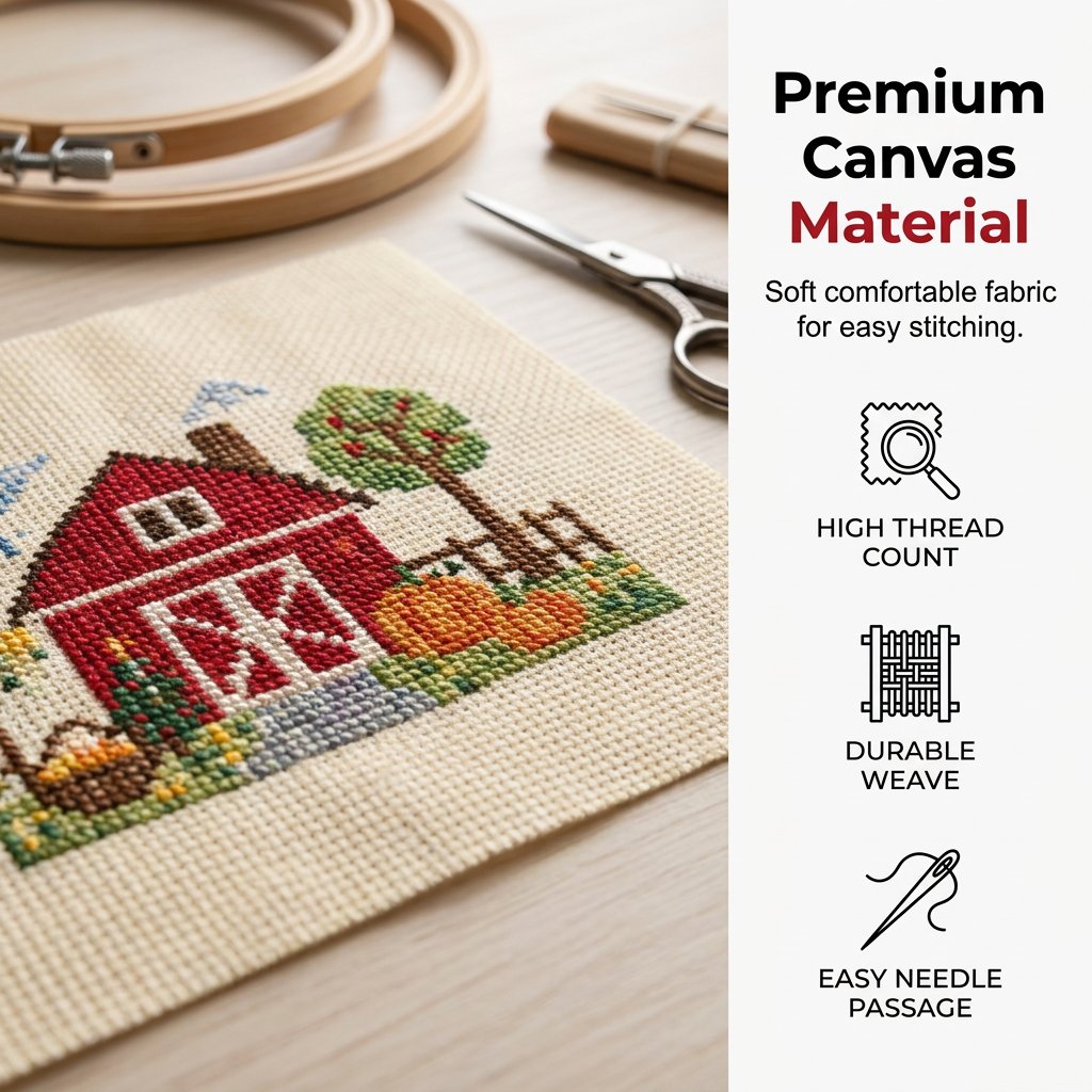 🌾🧵 12-Month Seasons & Holidays Cross Stitch Kit — pre‑printed fabric, so you can stitch without the counting