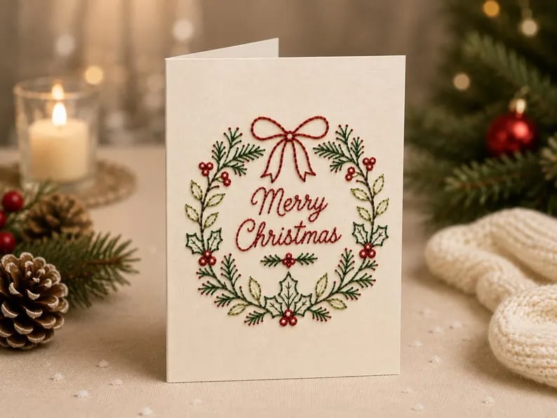 🎄 DIY Christmas Embroidery Card Kit--stitch your own heartfelt Christmas cards🩷
