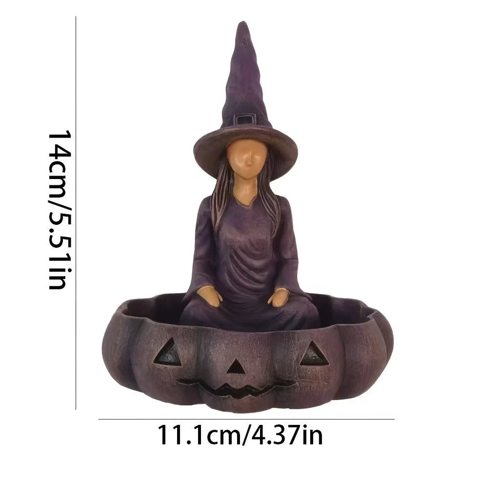 🧙 Witch Pumpkin Storage Tray - Resin Halloween decorations