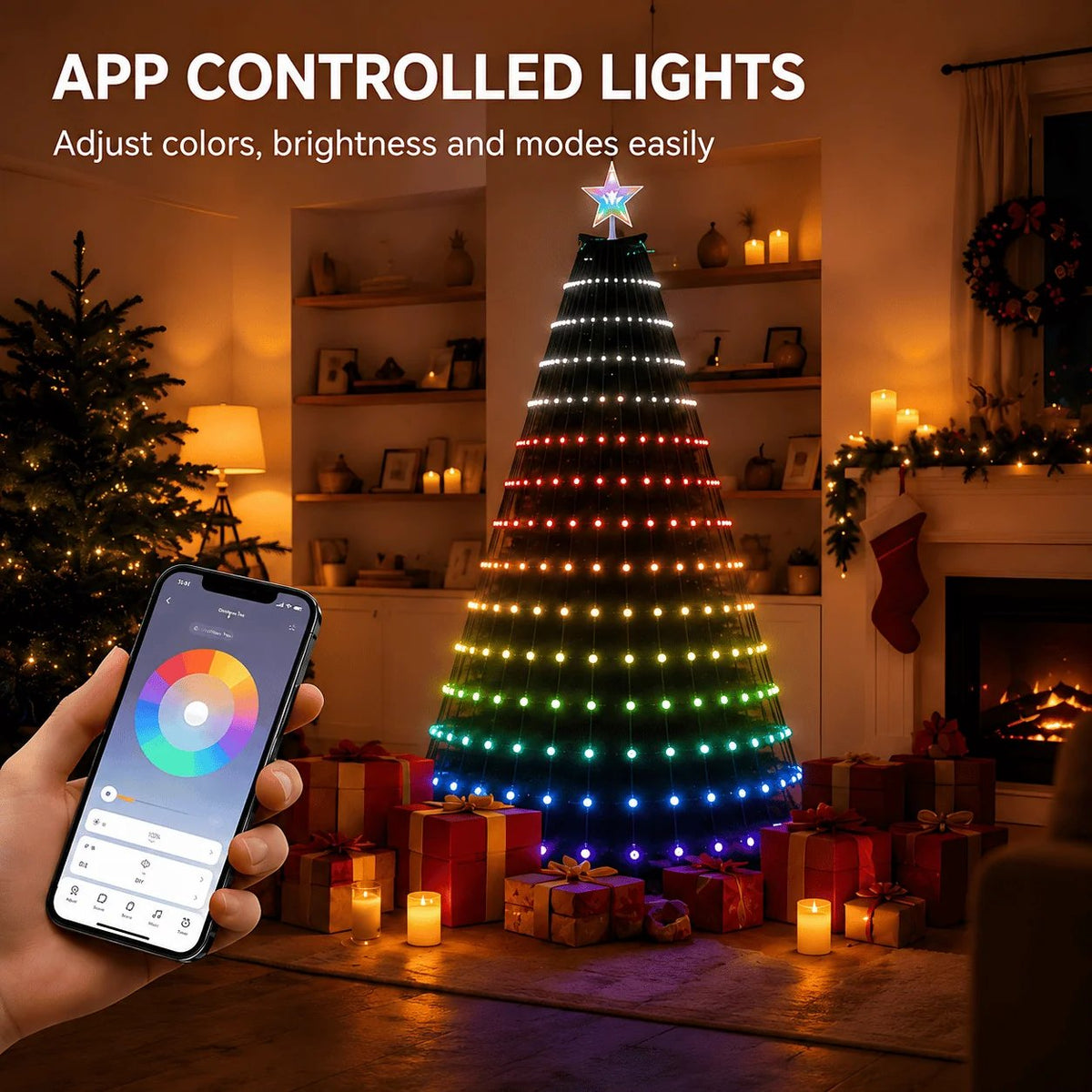 🎄✨ Smart Christmas Tree Waterfall Lights--turn your space into a magical winter wonderland