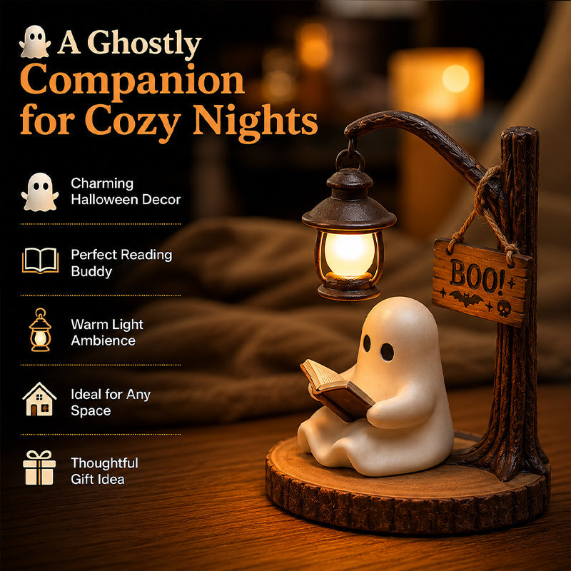🔮Halloween Ghost Reading Lamp | Spooky & Cozy Tabletop Decor Figurine with Lantern Night Light
