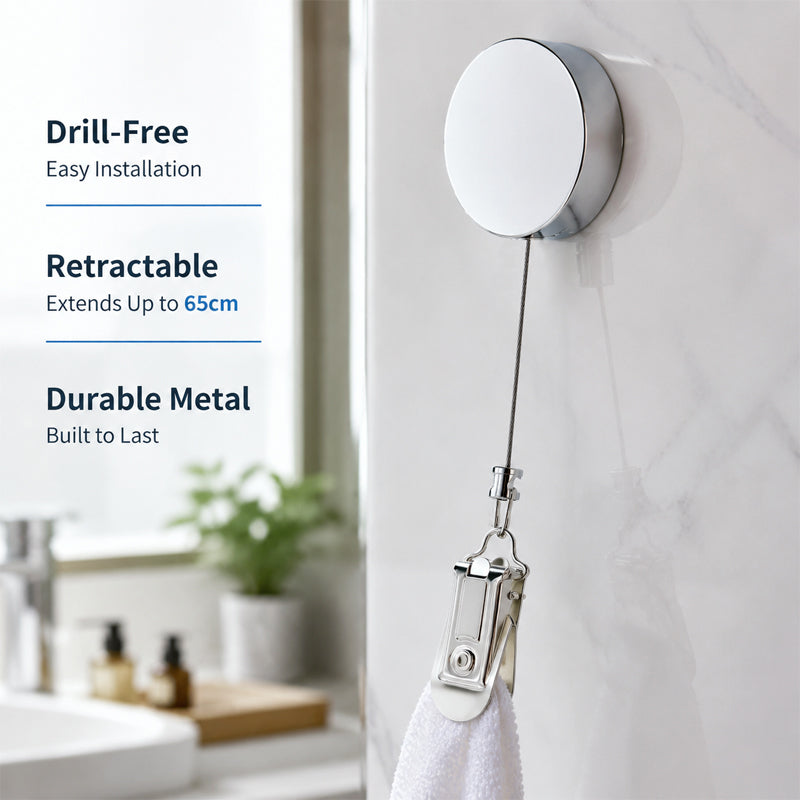 🛁 Retractable Adhesive Towel Clip — Keep Your Towels Handy & Off the Floor! ✨🧻