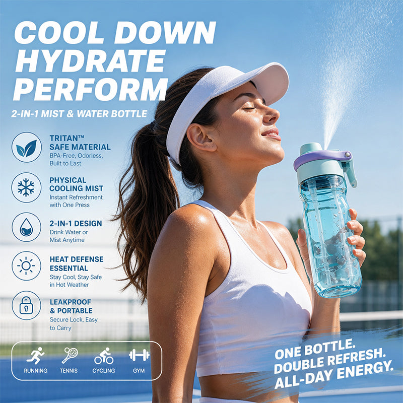 💦Drink. Mist. Repeat🥤2-in-1 Mist & Sip Sports Water Bottle