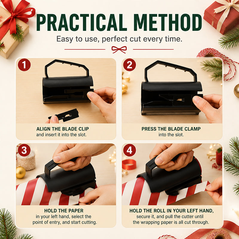 🎁 Portable Roll Wrapping Paper Cutter — Clean, straight cuts in seconds! ✨✂️