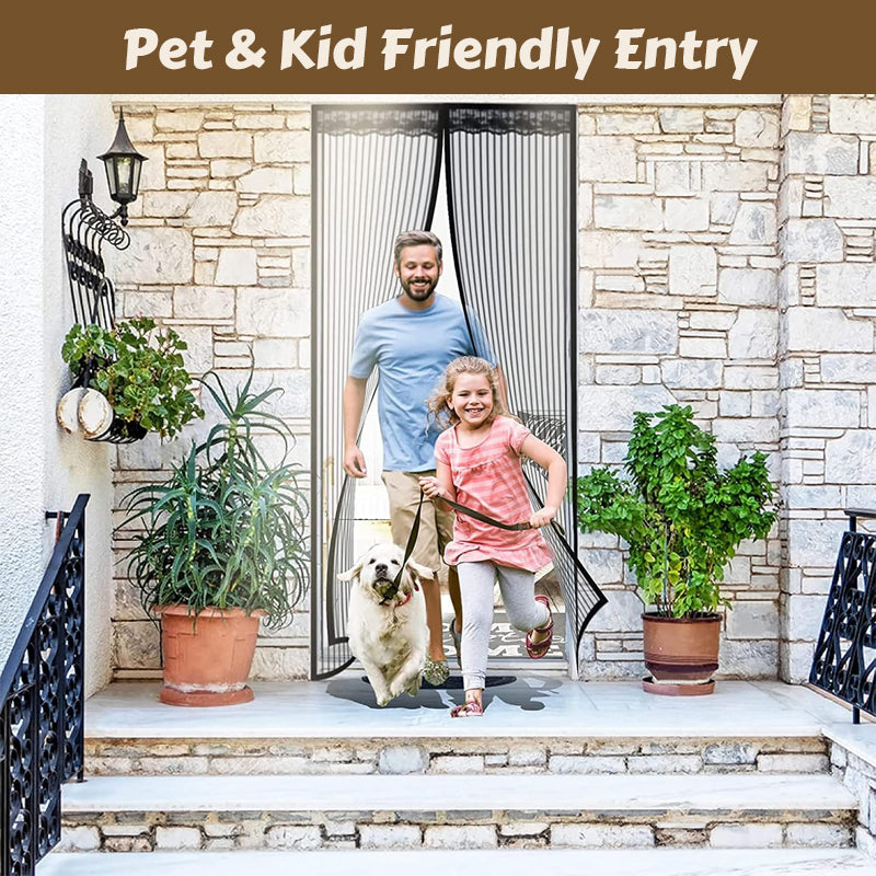 🦟 Keep pests out—installs in 2 minutes! The magnetic mesh door curtain! 🚪 Walk right in—it closes automatically! ✨