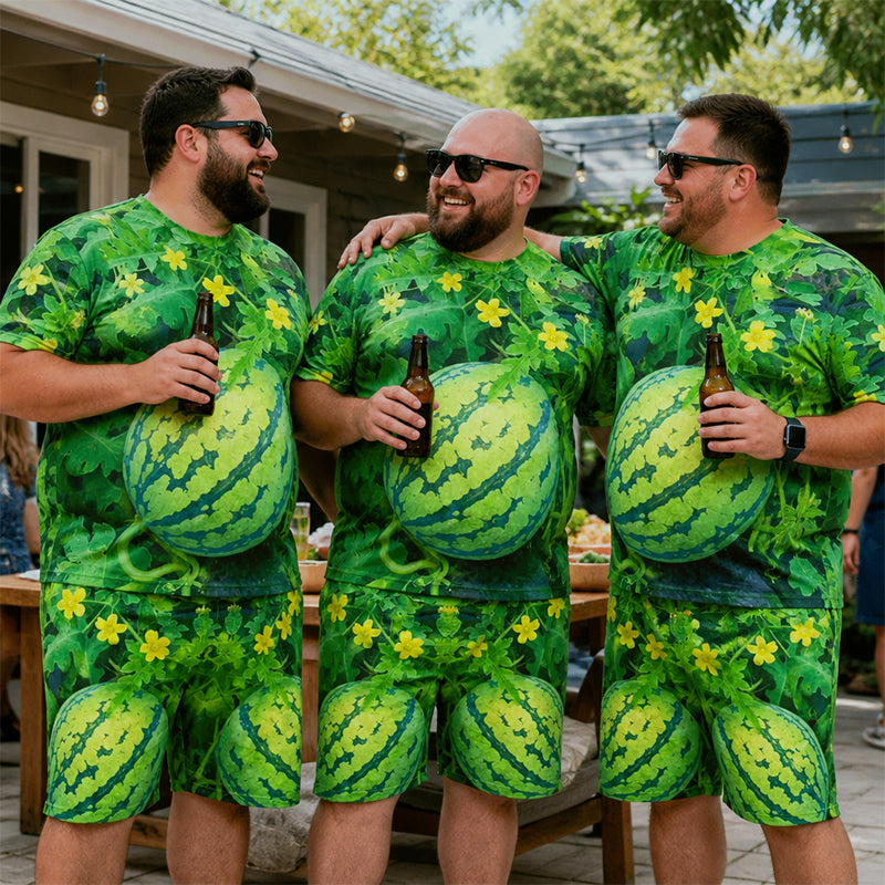 🍉🌿 Bold, Juicy & Full of Personality — Watermelon Print T-Shirt Set