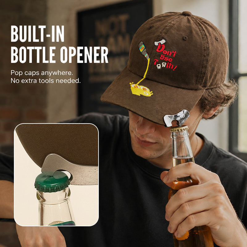 🧢 🍺Adjustable Outdoor Sun Hat-Built--In Bottle Opener Baseball Cap