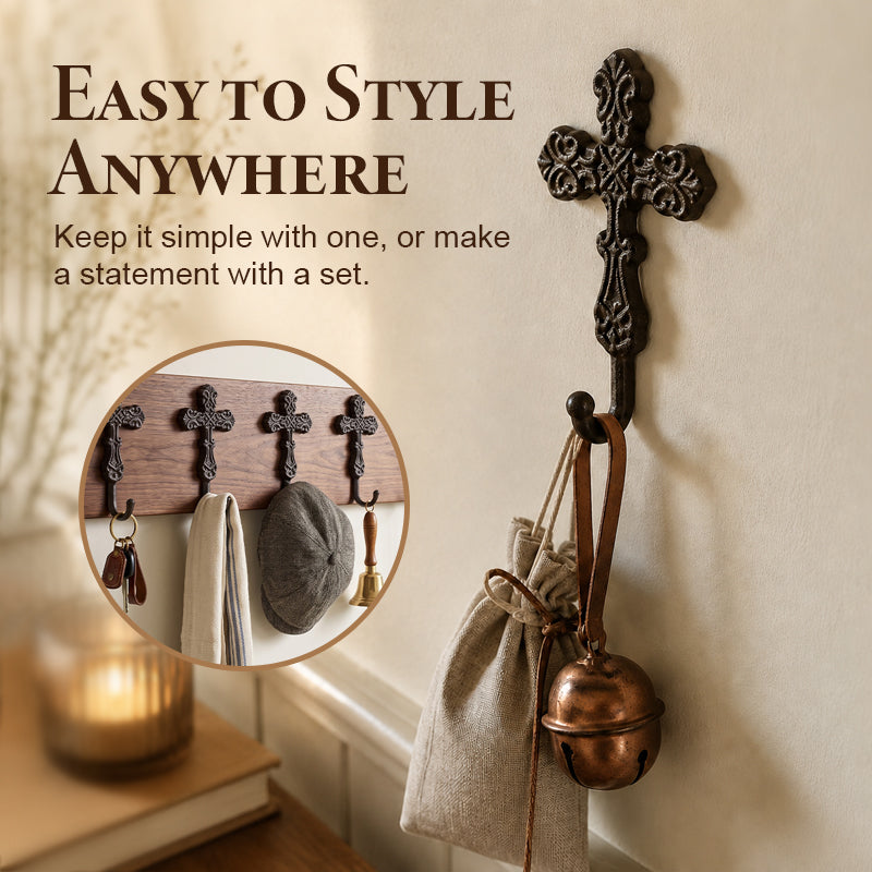 🖤🏡 Vintage Cross Hook Wall Mount