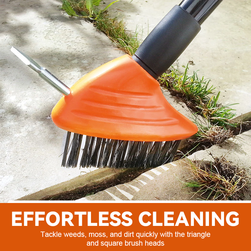 🪨 Weeds in driveway cracks? One brush scrapes, rakes, and sweeps them away! 🧹💥