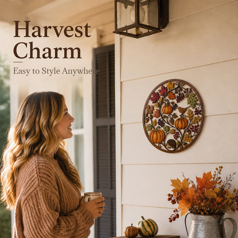 🍂🎃 Autumn Pumpkin & Animal Metal Sign — hang it up, and autumn arrives at your door