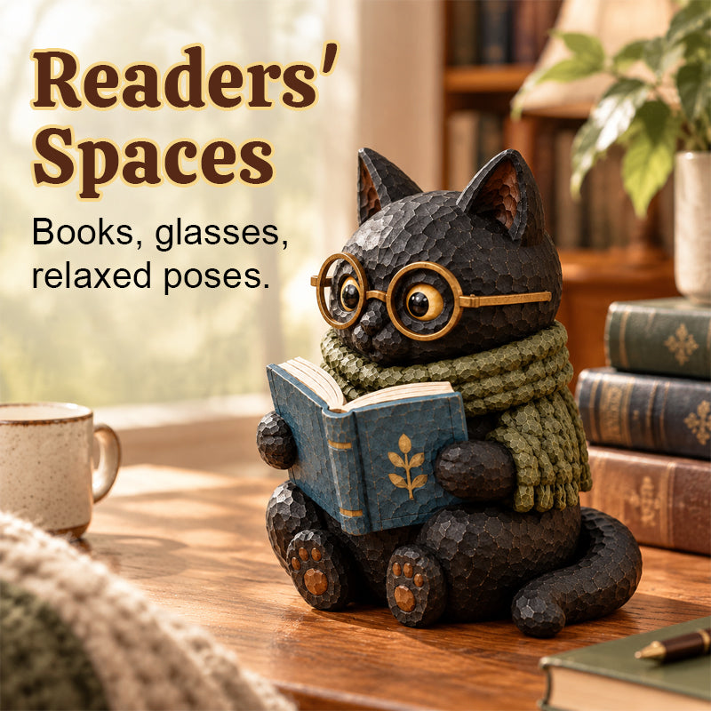 🐱📚Reading Cat Figurine – Always Time for One More Chapter