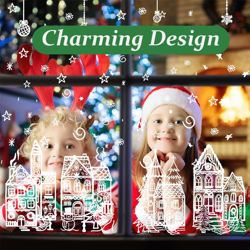 ❄️ Christmas Village Window Decals – A Touch of Holiday Magic for Bare Glass